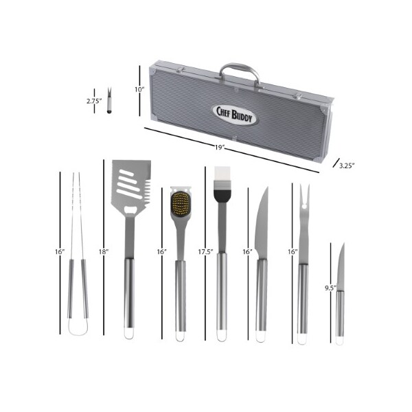 BBQ Grilling Tool Kit, 19 Piece Stainless Steel Summer Barbecue Grill Utensil Set With Carrying Case